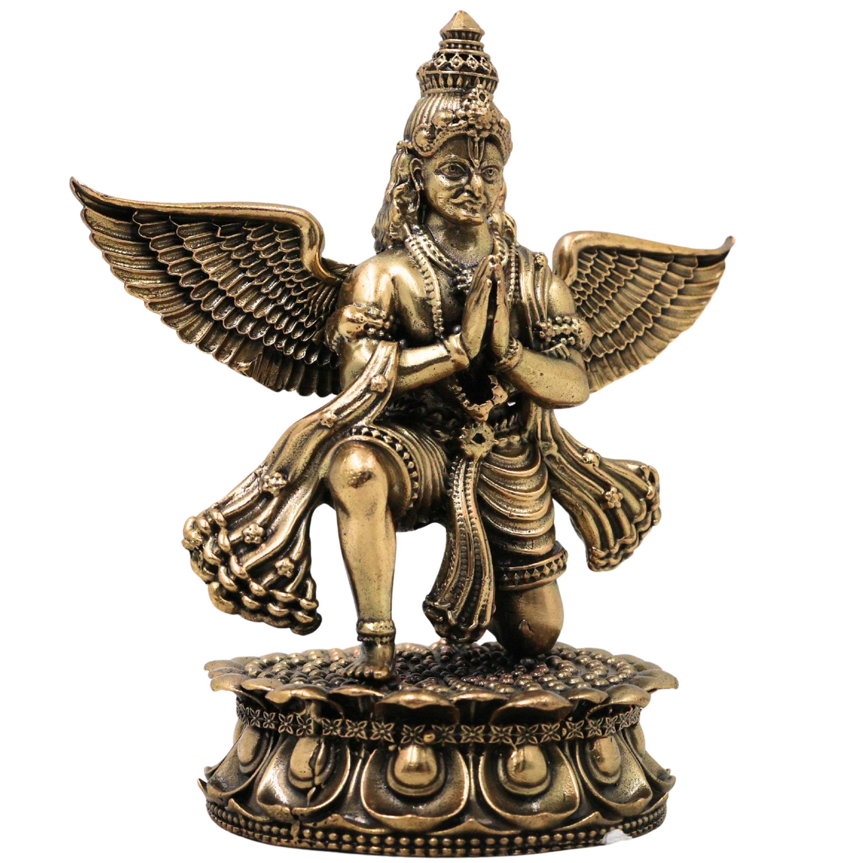 Brass Garud Dev Idol Garuda Bhagwan Vishnu Vahana Murti for Pooja Home Decor Traditional Chola Gift, Gold, 4.5 Inch, 1 Piece
