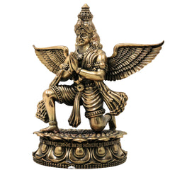 Brass Garud Dev Idol Garuda Bhagwan Vishnu Vahana Murti for Pooja Home Decor Traditional Chola Gift, Gold, 4.5 Inch, 1 Piece