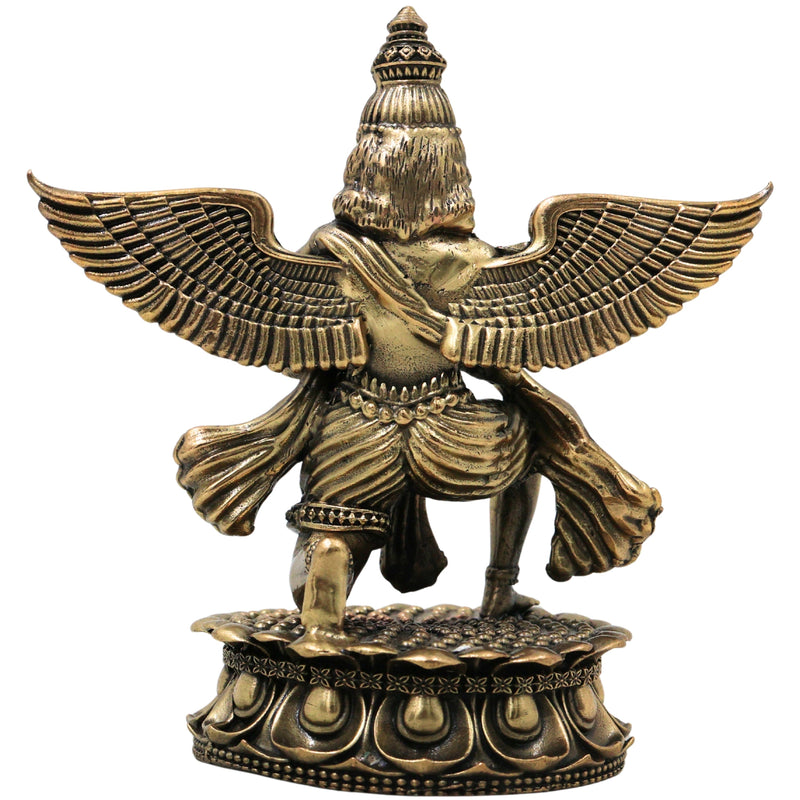 Brass Garud Dev Idol Garuda Bhagwan Vishnu Vahana Murti for Pooja Home Decor Traditional Chola Gift, Gold, 4.5 Inch, 1 Piece