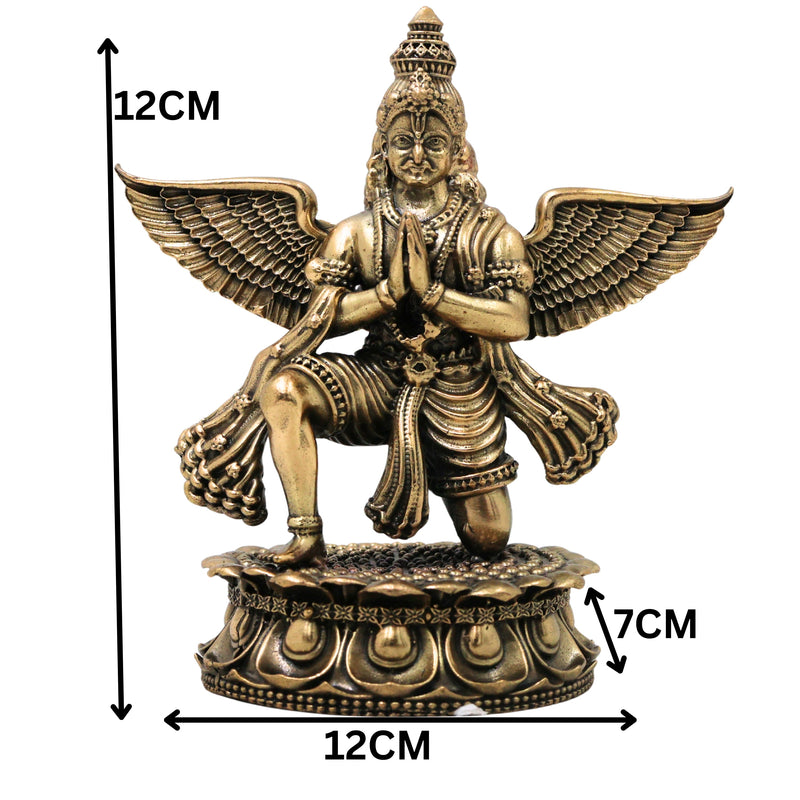 Brass Garud Dev Idol Garuda Bhagwan Vishnu Vahana Murti for Pooja Home Decor Traditional Chola Gift, Gold, 4.5 Inch, 1 Piece