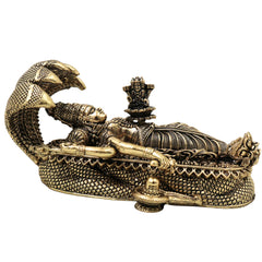 Brass Padmanabhaswamy Idol Anantha Shayana Vishnu Murti Traditional Handcrafted Pooja Decor Gift, Gold, 1.5 Inch, 1 Piece