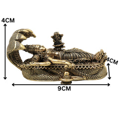 Brass Padmanabhaswamy Idol Anantha Shayana Vishnu Murti Traditional Handcrafted Pooja Decor Gift, Gold, 1.5 Inch, 1 Piece