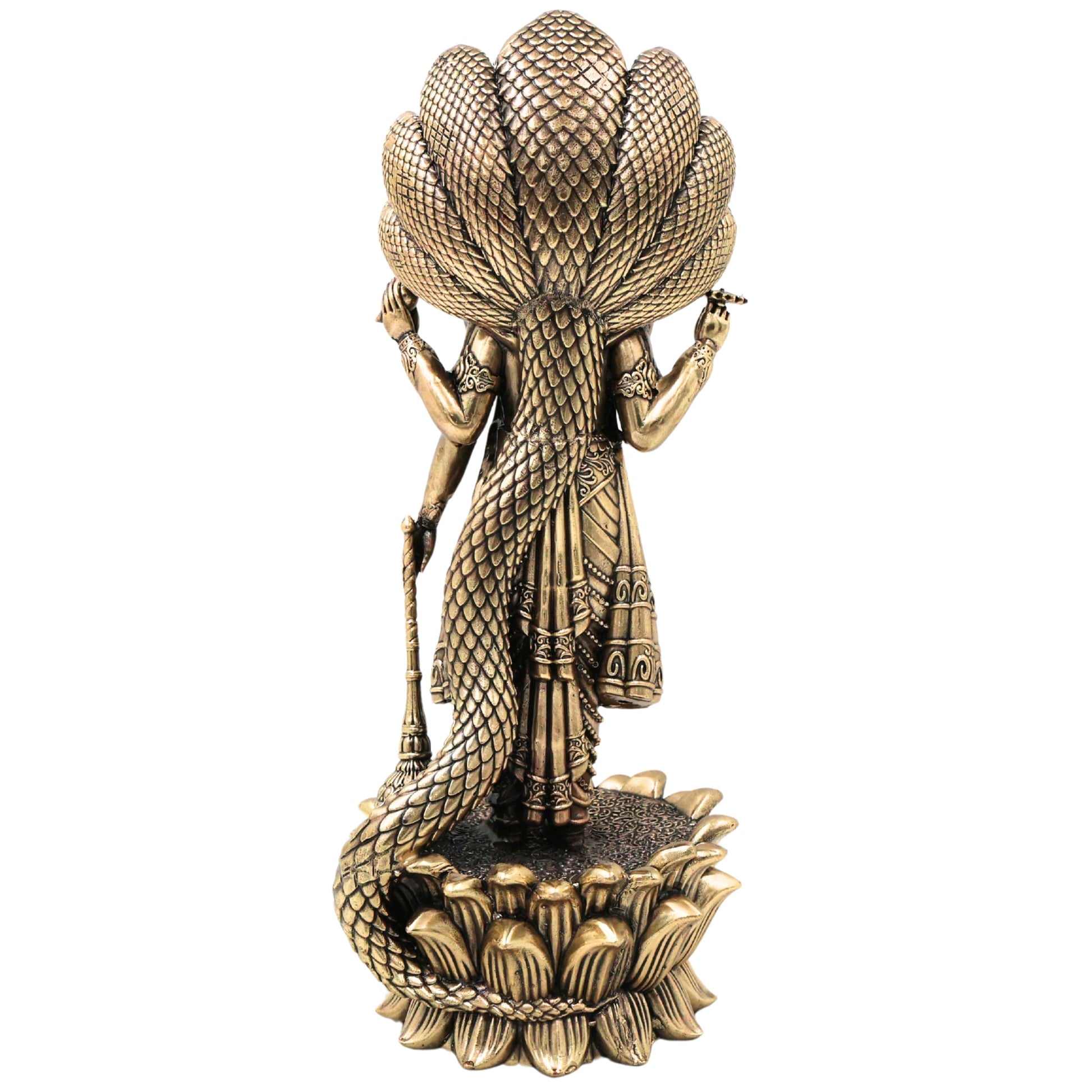 Brass Maha Vishnu Idol Narayana Perumal Murti for Pooja Home Decor Gifting Traditional Handcrafted Statue, Gold, 11 Inch, 1 Piece
