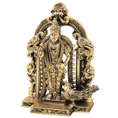 Brass Murugan Idol Kartikeya Subramanya Swamy Statue for Pooja Home Decor Traditional Chola Gift, Gold, 8 Inch, 1 Piece