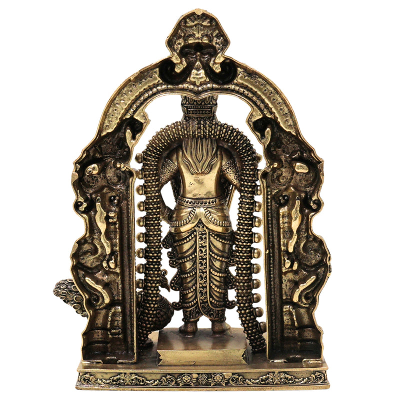 Brass Murugan Idol Kartikeya Subramanya Swamy Statue for Pooja Home Decor Traditional Chola Gift, Gold, 8 Inch, 1 Piece