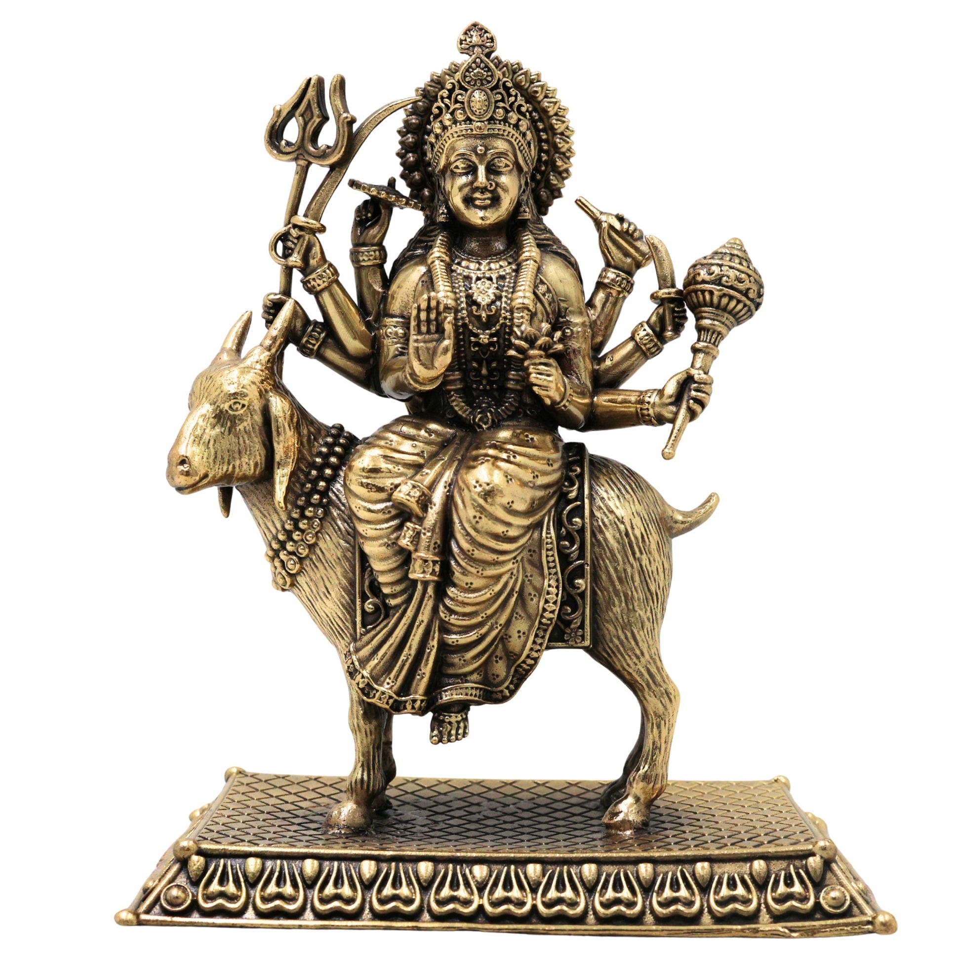 Brass Meladi Mata Ji Idol Murti, Handcrafted Meldi Maa Devi Statue for Pooja, Vastu & Home Decor, Gold, 5 Inch, 1 Piece