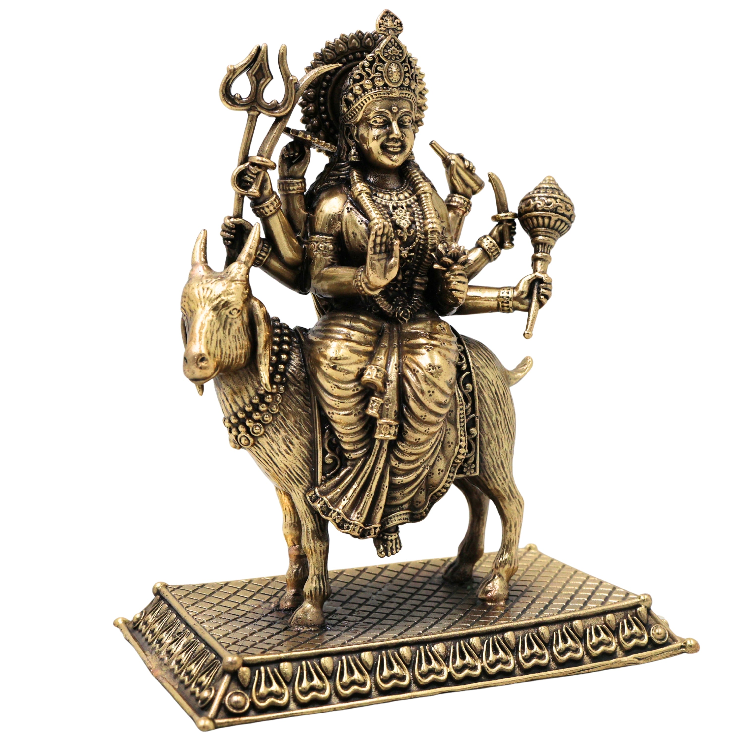 Brass Meladi Mata Ji Idol Murti, Handcrafted Meldi Maa Devi Statue for Pooja, Vastu & Home Decor, Gold, 5 Inch, 1 Piece