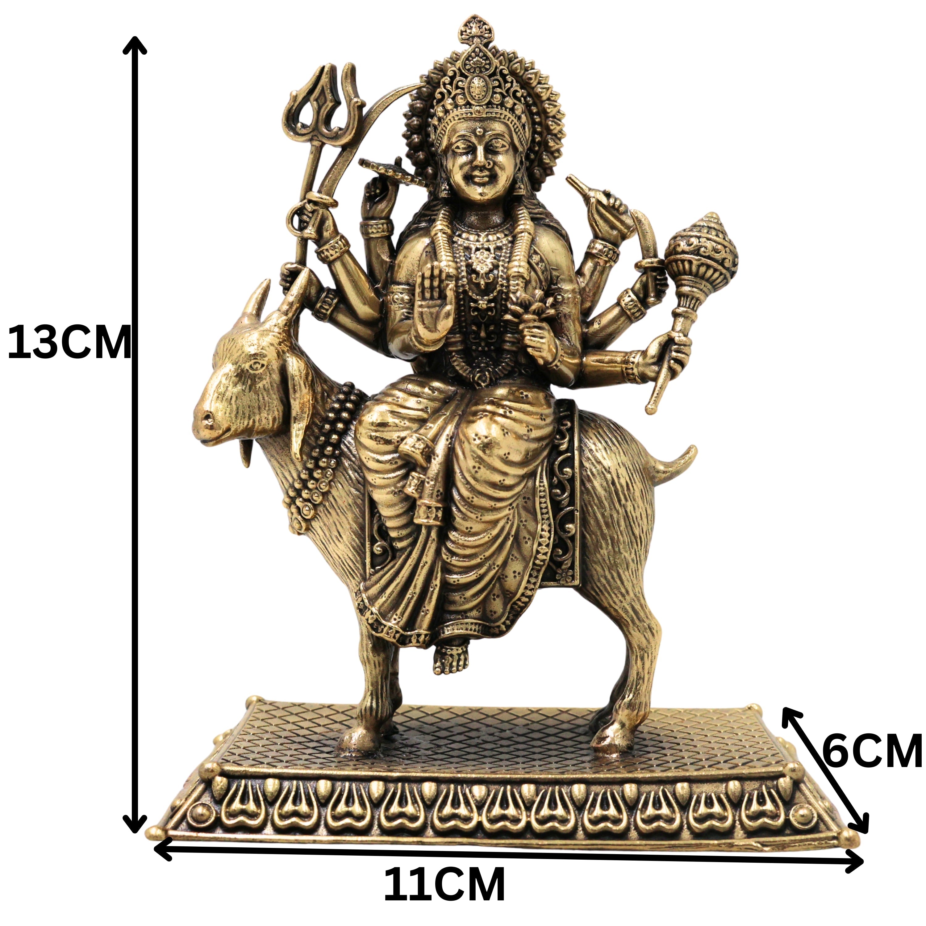 Brass Meladi Mata Ji Idol Murti, Handcrafted Meldi Maa Devi Statue for Pooja, Vastu & Home Decor, Gold, 5 Inch, 1 Piece