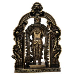 Brass Murugan Subramanya Kartikeya Idol Traditional Chola Handcrafted Statue for Pooja Decor Gift, Gold, 4.5 Inch, 1 Piece