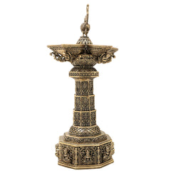 Brass Handcrafted Peacock Lamp, Traditional Mayil Vilakku Deepam for Pooja, Home Decor & Gifting, Gold, 6.5 Inch, 1 Piece