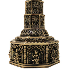 Brass Mahalakshmi Vilakku Lamp for Pooja, Traditional Handcrafted Deepam Home Decor Gift, Gold, 14.5 Inch, 1 Piece