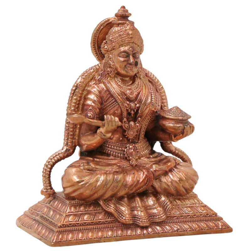 Bronze Annapurna Devi Idol Handcrafted Traditional Annapoorna Murti for Pooja, Decor & Gifting, Gold, 3 Inch, 1 Piece