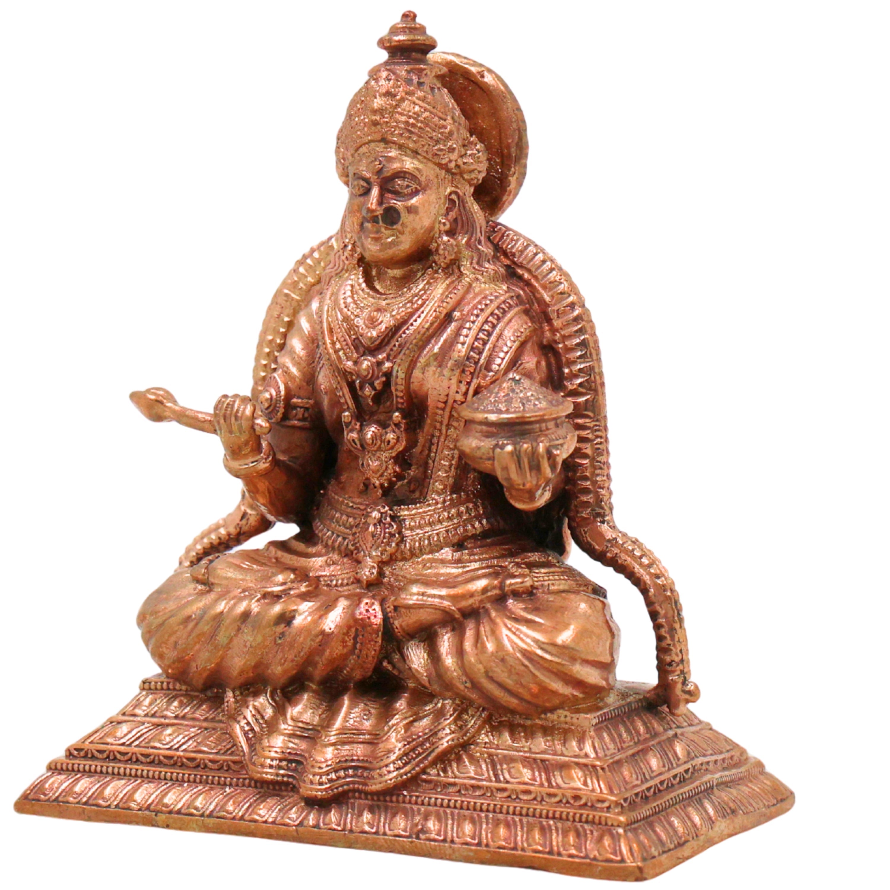 Bronze Annapurna Devi Idol Handcrafted Traditional Annapoorna Murti for Pooja, Decor & Gifting, Gold, 3 Inch, 1 Piece