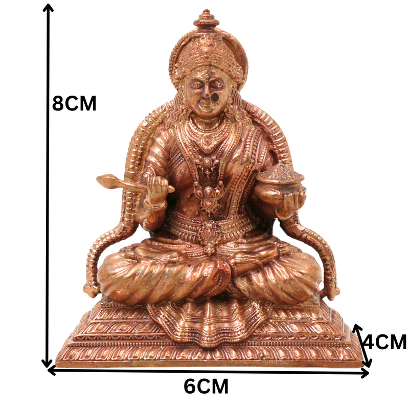 Bronze Annapurna Devi Idol Handcrafted Traditional Annapoorna Murti for Pooja, Decor & Gifting, Gold, 3 Inch, 1 Piece