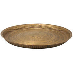 Brass Pooja Plate for Aarti & Mandir Decor, Handcrafted Traditional Puja Thali for Gifting, Gold, 1 Inch, 1 Piece