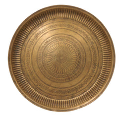Brass Pooja Plate for Aarti & Mandir Decor, Handcrafted Traditional Puja Thali for Gifting, Gold, 1 Inch, 1 Piece