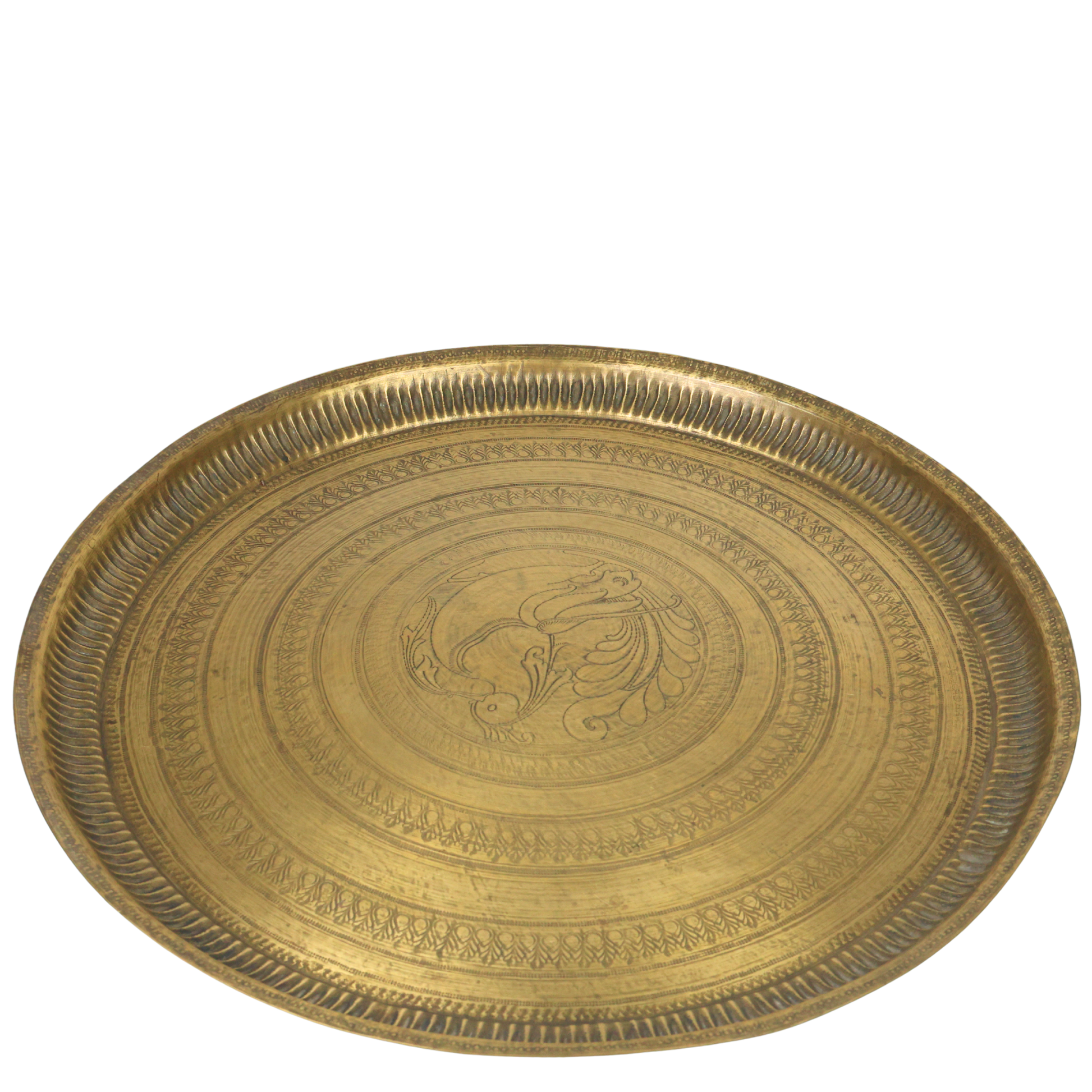 Brass Pooja Thali for Aarti, Temple, Home Decor & Gifting, Traditional Handcrafted Puja Plate, Gold, 1.5 Inch, 1 Piece