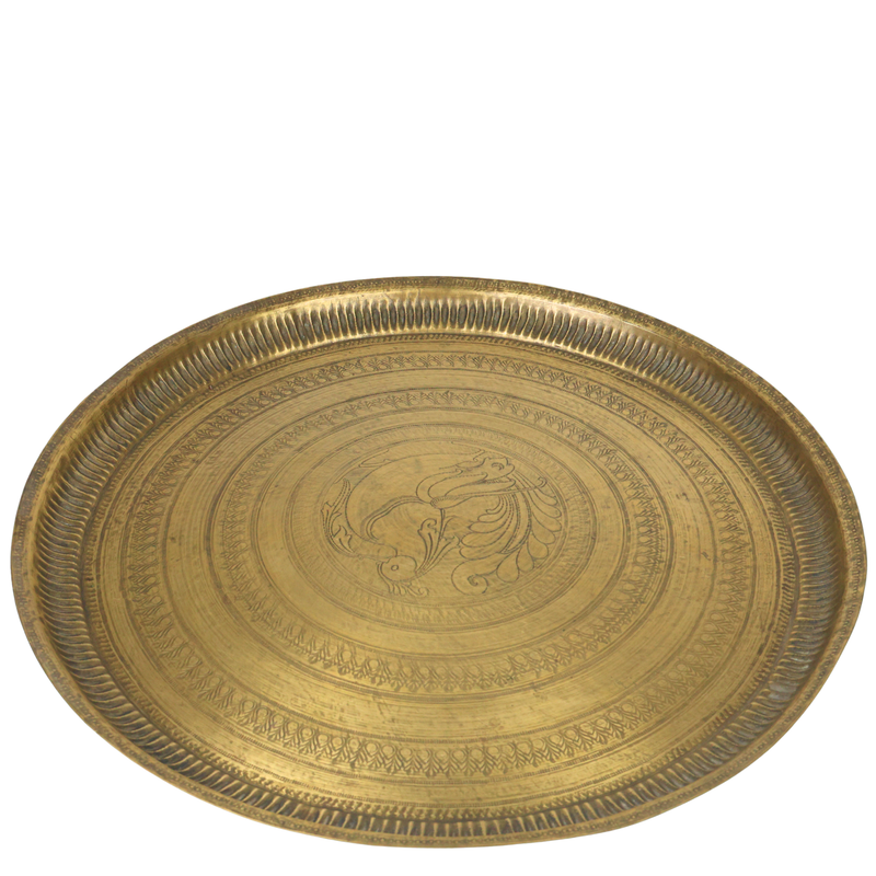 Brass Pooja Thali for Aarti, Temple, Home Decor & Gifting, Traditional Handcrafted Puja Plate, Gold, 1.5 Inch, 1 Piece