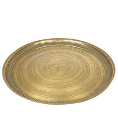Brass Pooja Thali for Aarti, Temple, Home Decor & Gifting, Traditional Handcrafted Puja Plate, Gold, 1.5 Inch, 1 Piece