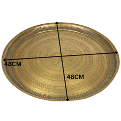 Brass Pooja Thali for Aarti, Temple, Home Decor & Gifting, Traditional Handcrafted Puja Plate, Gold, 1.5 Inch, 1 Piece