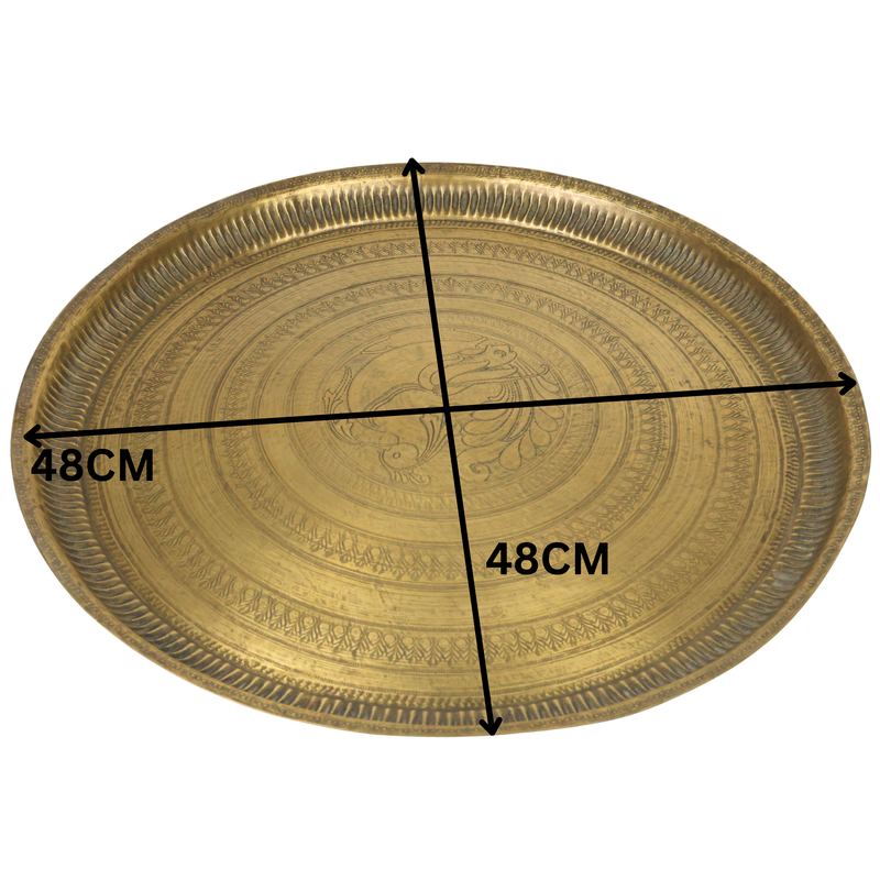 Brass Pooja Thali for Aarti, Temple, Home Decor & Gifting, Traditional Handcrafted Puja Plate, Gold, 1.5 Inch, 1 Piece