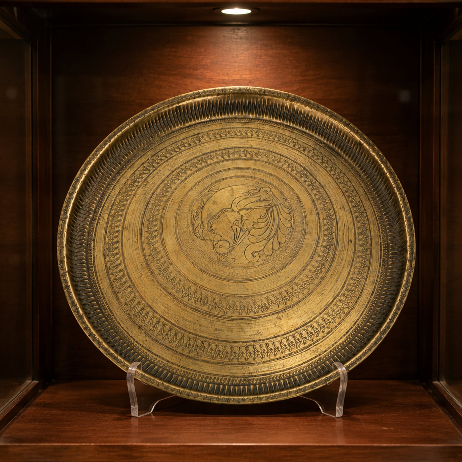 Brass Pooja Thali for Aarti, Temple, Home Decor & Gifting, Traditional Handcrafted Puja Plate, Gold, 1.5 Inch, 1 Piece