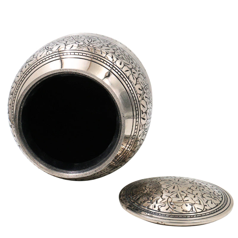 Brass Handcrafted Nickel Coated Multipurpose Box for Home Decor, Traditional Gifting & Storage, 10 Inch, 1 Piece