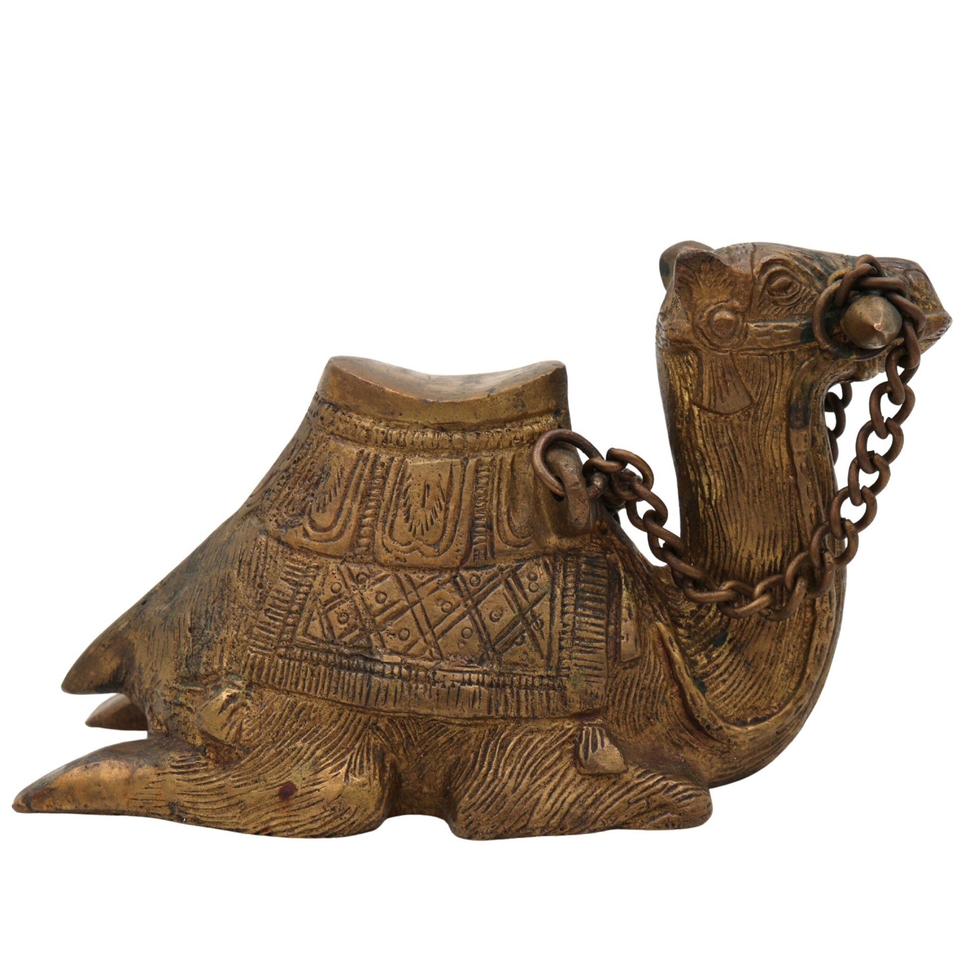 Handcrafted Brass Camel Showpiece | Peetal Pital Pittal Ashtadhatu Ustra Oont Idol | Traditional Vastu Feng Shui Animal Figurine for Home Decor & Gifting,Gold, 4 Inch, 1 Piece