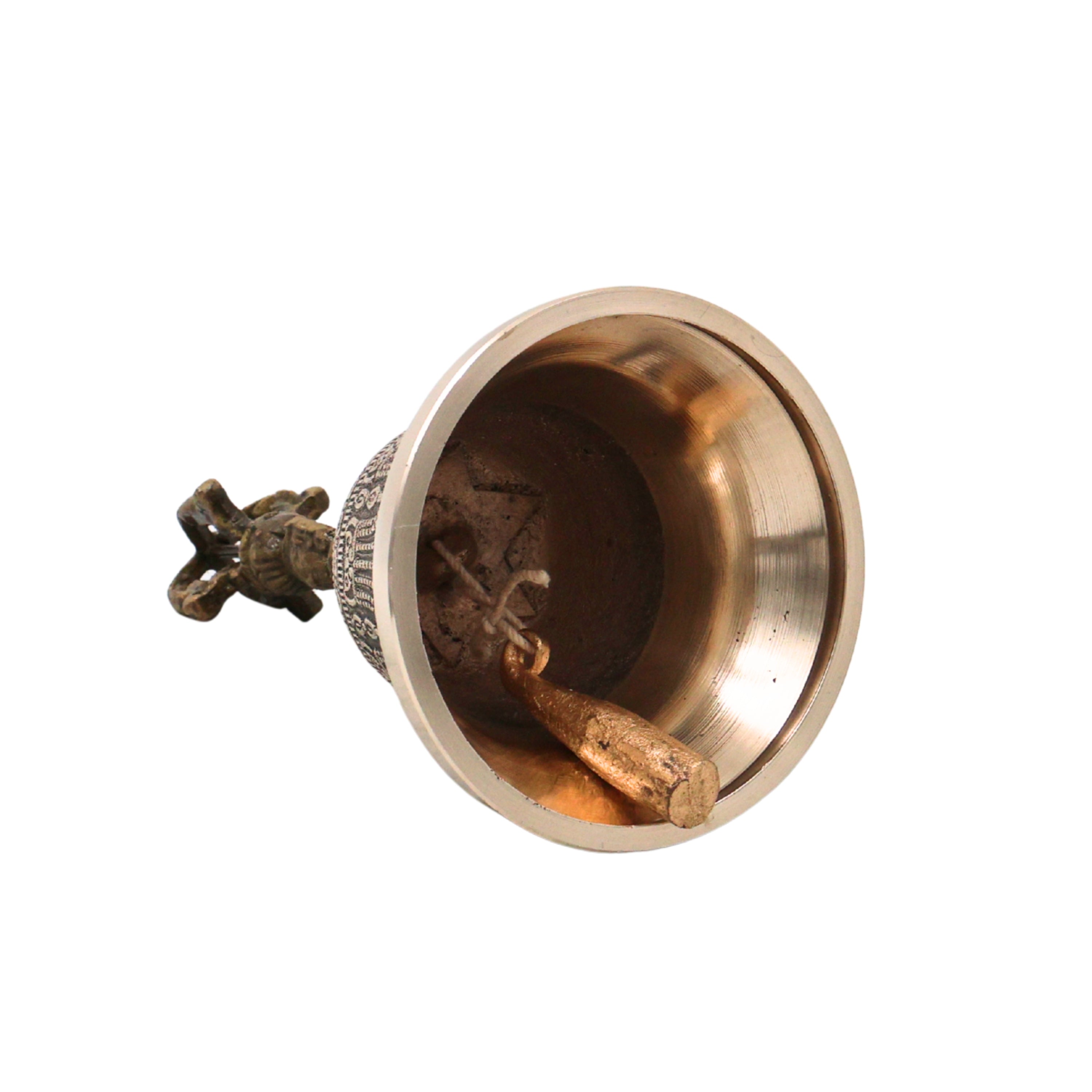 Bronze Pooja Bell Handmade Chola Ghanti for Mandir, Aarti, Spiritual Decor & Traditional Gifting, Gold, 7 Inch, 1 Piece