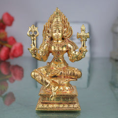 Handmade Bronze Mariyamma Mariamman Amman Devi Vigraham Traditional South Indian Sacred Temple Idol Statue for Pooja Mandir Home Decor, Gold, 4 Inch, 1 Piece