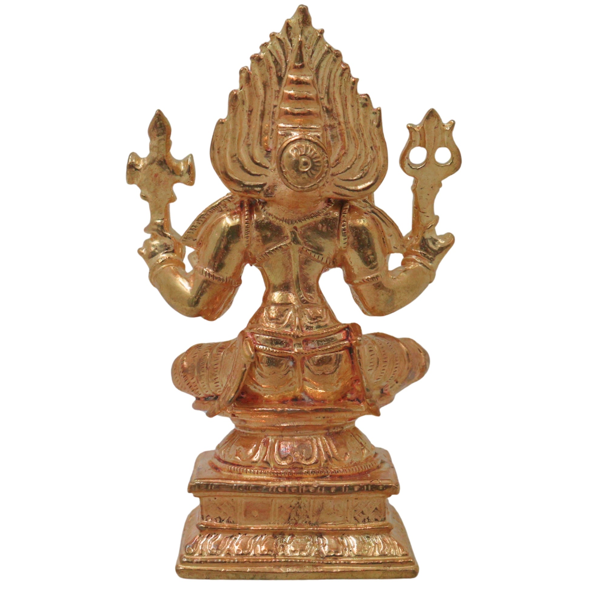 Handmade Bronze Mariyamma Mariamman Amman Devi Vigraham Traditional South Indian Sacred Temple Idol Statue for Pooja Mandir Home Decor, Gold, 4 Inch, 1 Piece