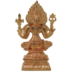 Handmade Bronze Mariyamma Mariamman Amman Devi Vigraham Traditional South Indian Sacred Temple Idol Statue for Pooja Mandir Home Decor, Gold, 4 Inch, 1 Piece