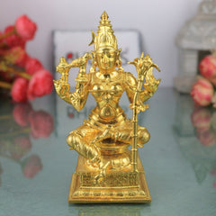 Bronze Meenakshi Devi Idol – Handmade Meenakshi Amman Sculpture, Madurai Goddess Murti, Shakti Vigraham, Sacred Temple Décor Statue, Gold, 4.5 Inch, 1 Piece