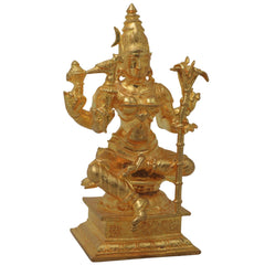 Bronze Meenakshi Devi Idol – Handmade Meenakshi Amman Sculpture, Madurai Goddess Murti, Shakti Vigraham, Sacred Temple Décor Statue, Gold, 4.5 Inch, 1 Piece