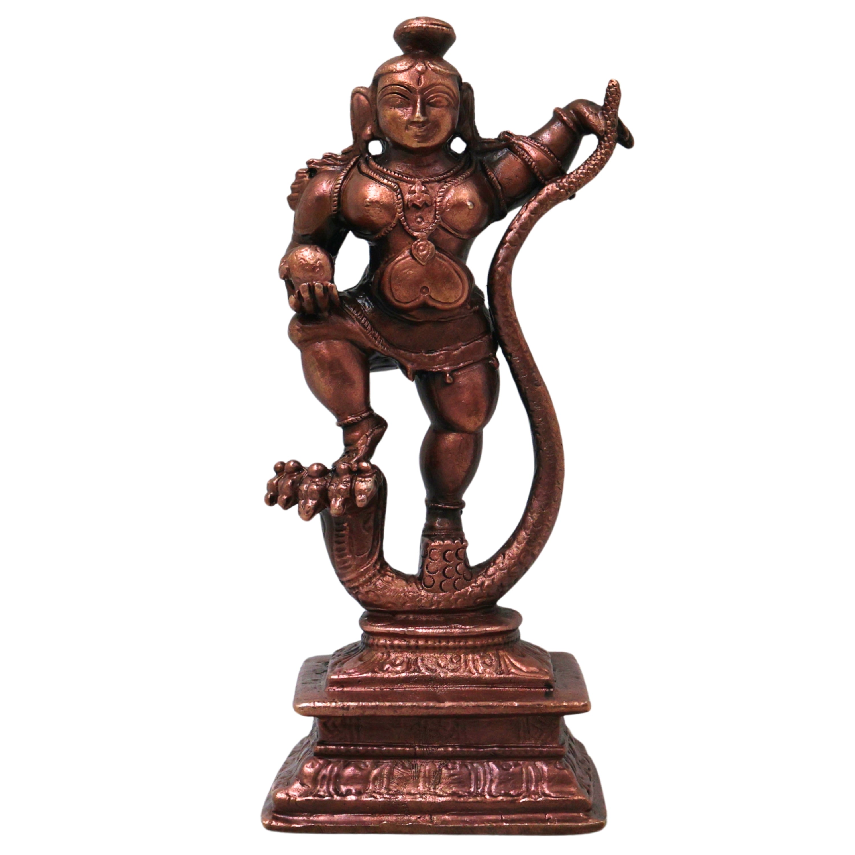 Copper LadduGopal Balakrishna Murti Navaneethachora Vigraha Handmade Kanhaji Venugopala Statue for Pooja Mandir Decor Gift, Brown, 4.5 Inch, 1 Piece