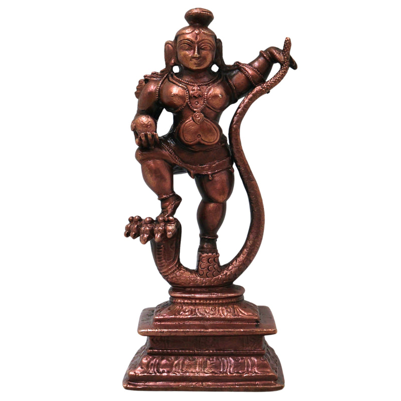 Copper LadduGopal Balakrishna Murti Navaneethachora Vigraha Handmade Kanhaji Venugopala Statue for Pooja Mandir Decor Gift, Brown, 4.5 Inch, 1 Piece