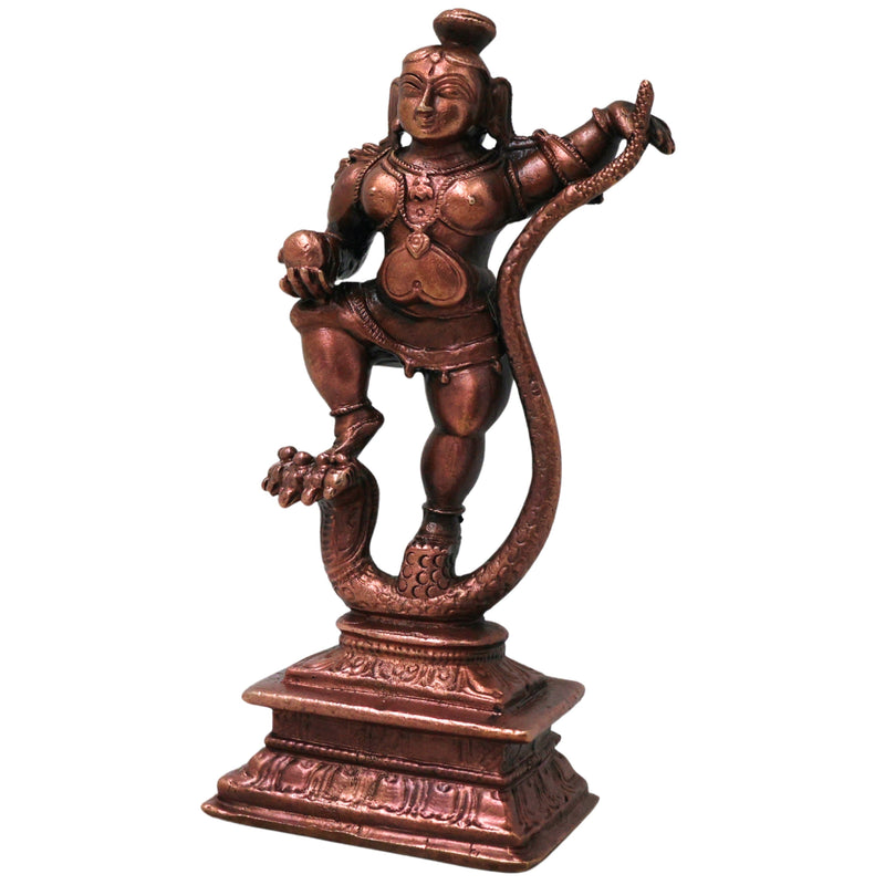 Copper LadduGopal Balakrishna Murti Navaneethachora Vigraha Handmade Kanhaji Venugopala Statue for Pooja Mandir Decor Gift, Brown, 4.5 Inch, 1 Piece