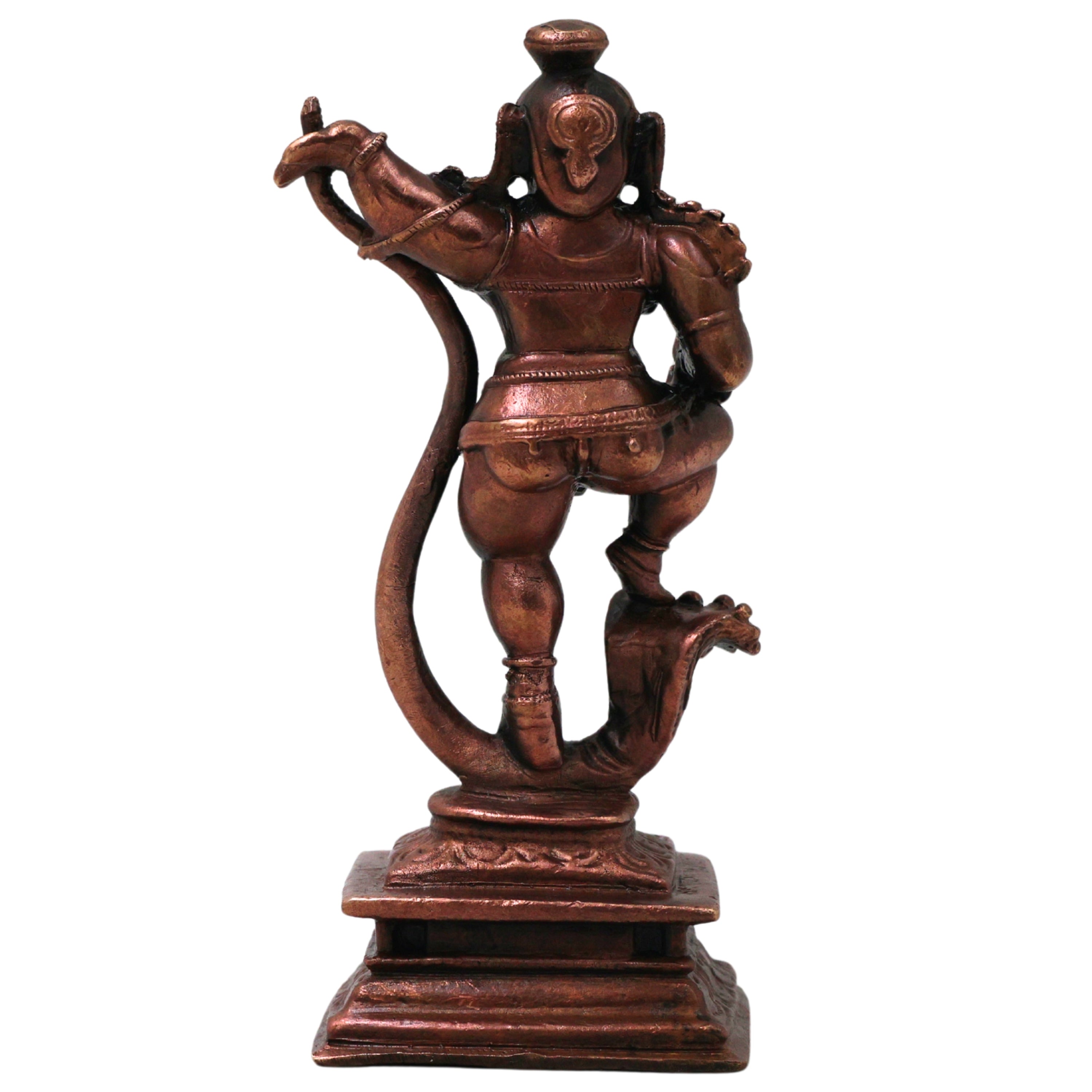 Copper LadduGopal Balakrishna Murti Navaneethachora Vigraha Handmade Kanhaji Venugopala Statue for Pooja Mandir Decor Gift, Brown, 4.5 Inch, 1 Piece