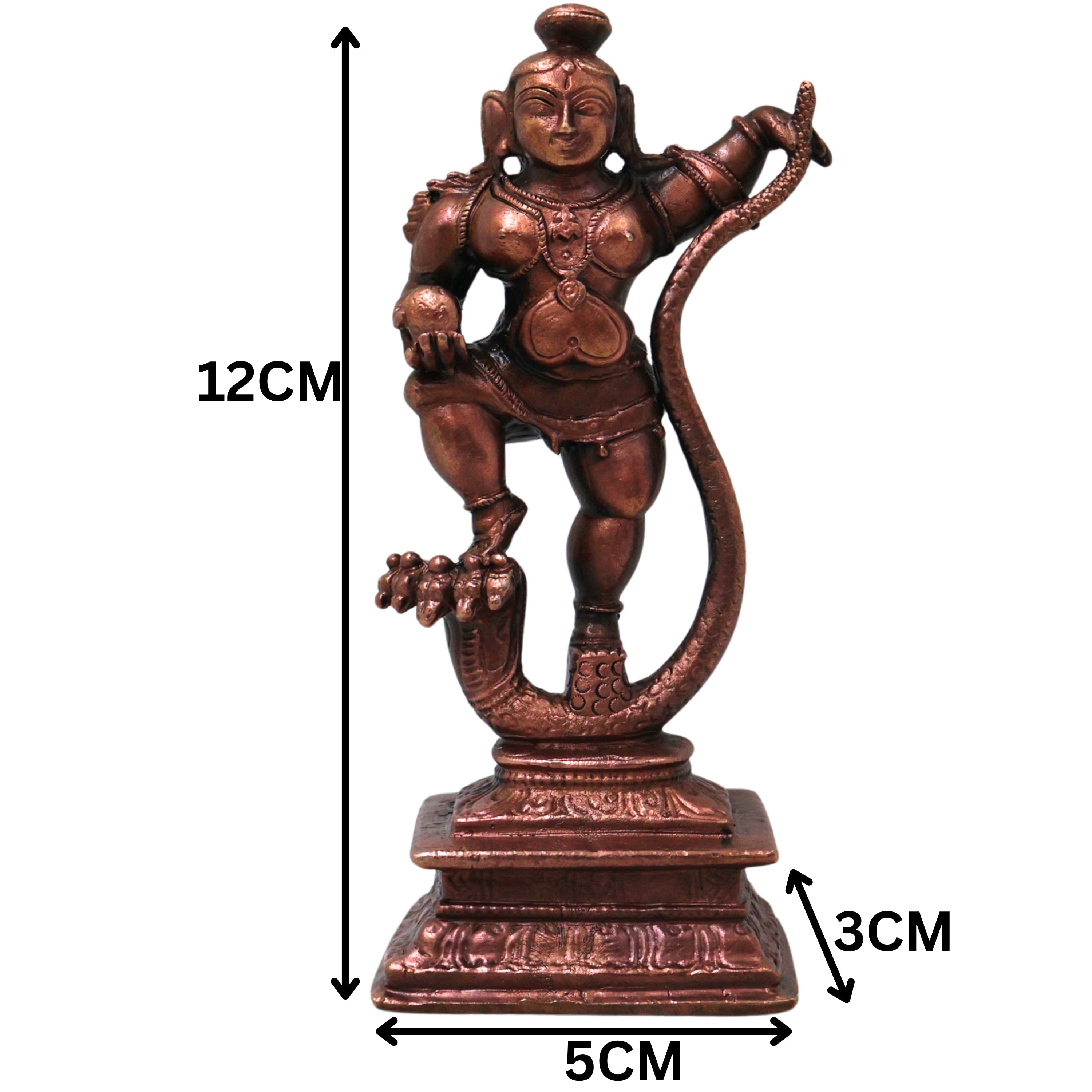 Copper LadduGopal Balakrishna Murti Navaneethachora Vigraha Handmade Kanhaji Venugopala Statue for Pooja Mandir Decor Gift, Brown, 4.5 Inch, 1 Piece