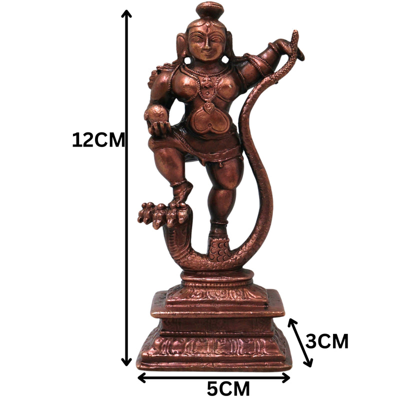 Copper LadduGopal Balakrishna Murti Navaneethachora Vigraha Handmade Kanhaji Venugopala Statue for Pooja Mandir Decor Gift, Brown, 4.5 Inch, 1 Piece
