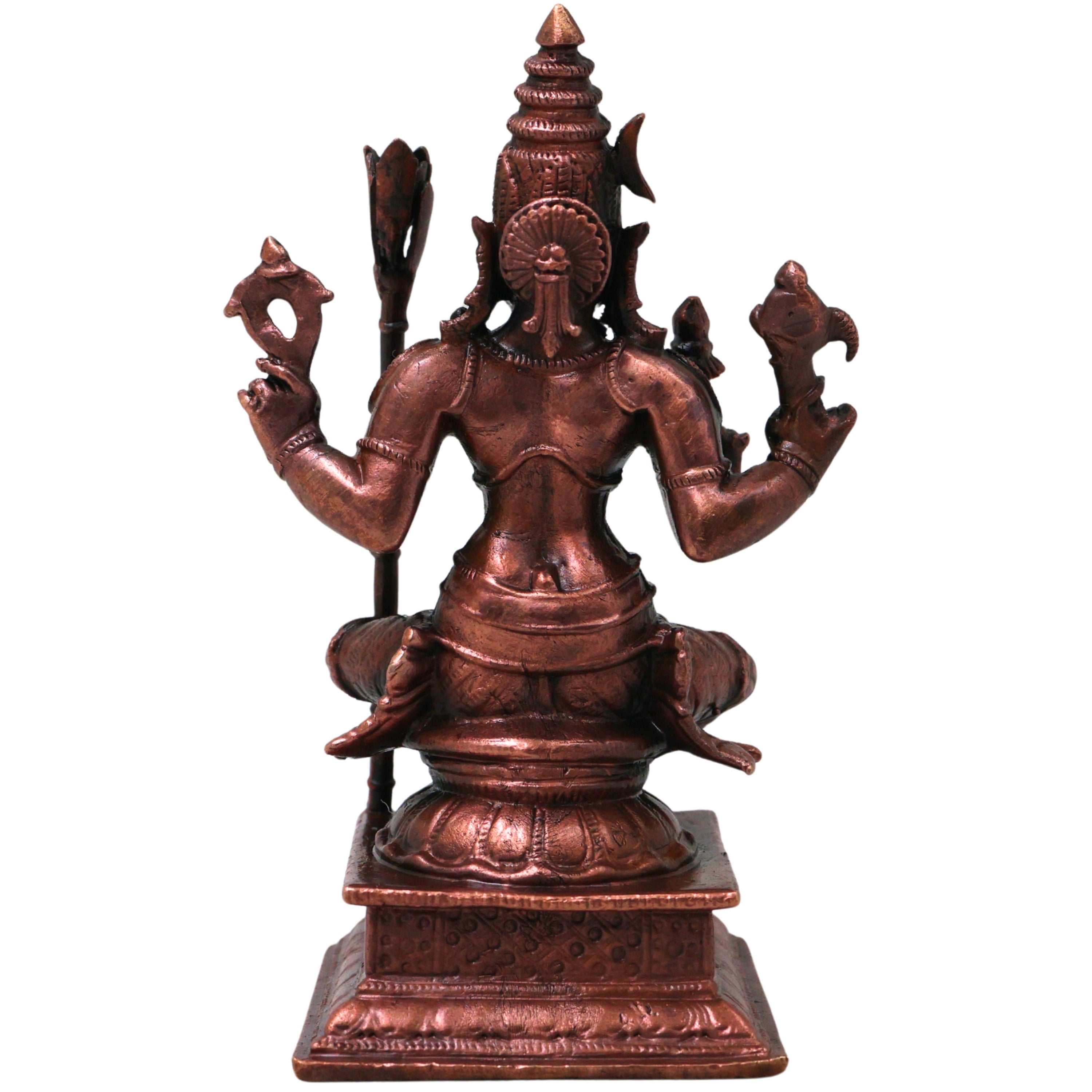 Copper Rajarajeshwari Devi Idol Lalita Tripurasundari Statue Handmade Shodashi Devi Murti for Pooja Mandir Decor Gift, Brown, 4.5 Inch, 1 Piece