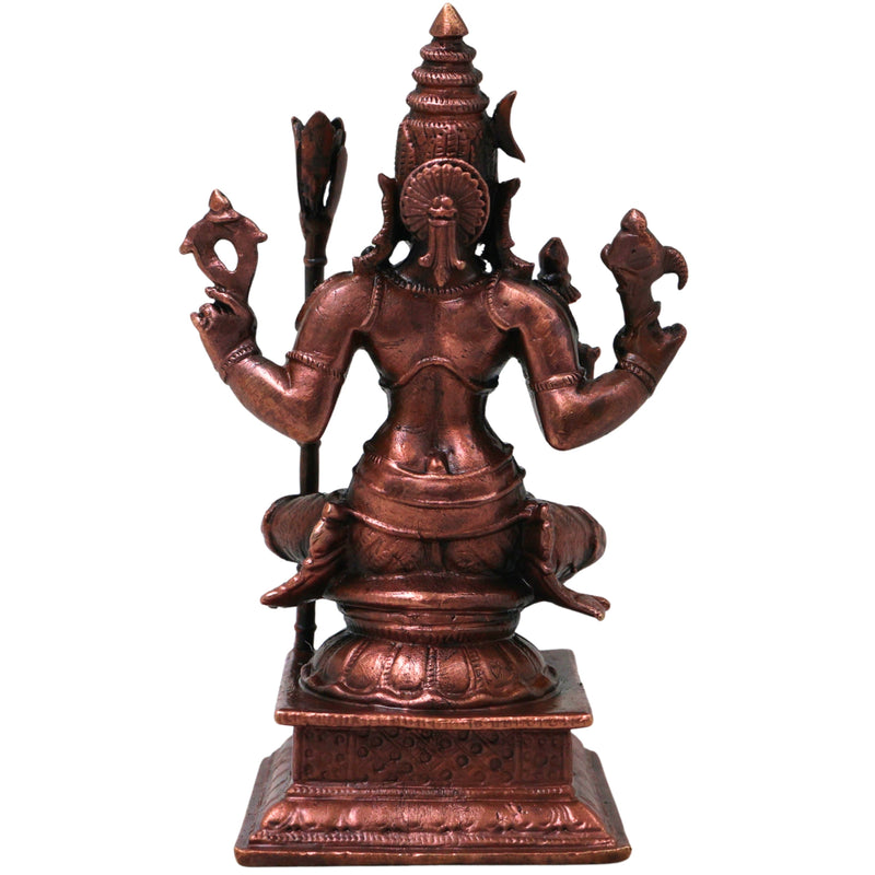 Copper Rajarajeshwari Devi Idol Lalita Tripurasundari Statue Handmade Shodashi Devi Murti for Pooja Mandir Decor Gift, Brown, 4.5 Inch, 1 Piece