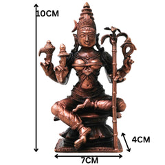 Copper Bhuvaneshwari Devi Idol Handmade Tamra Bhuvaneshwari Taamra Murti Thamira Amman Tamba Vigraham for Pooja Room Temple Decor, Brown, 4 Inch, 1 Piece