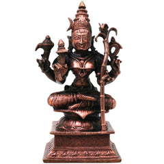 Copper Kamakshi Devi Idol, Handmade Tamra Kamakshi Taamra Devi Thamira Amman Tamba Kamakshi for Home Mandir, Navratri Pooja &amp; Spiritual Decor, Brown, 4 Inch, 1 Piece