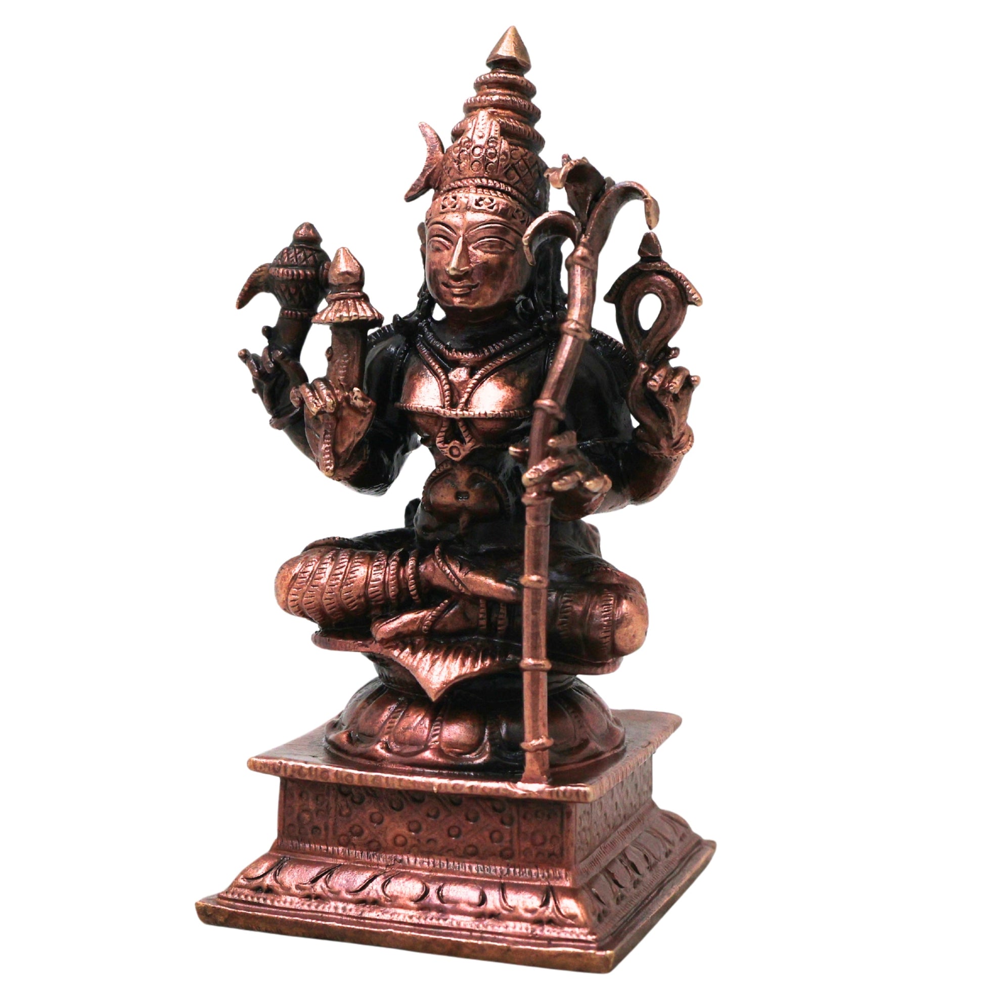 Copper Kamakshi Devi Idol, Handmade Tamra Kamakshi Taamra Devi Thamira Amman Tamba Kamakshi for Home Mandir, Navratri Pooja &amp; Spiritual Decor, Brown, 4 Inch, 1 Piece