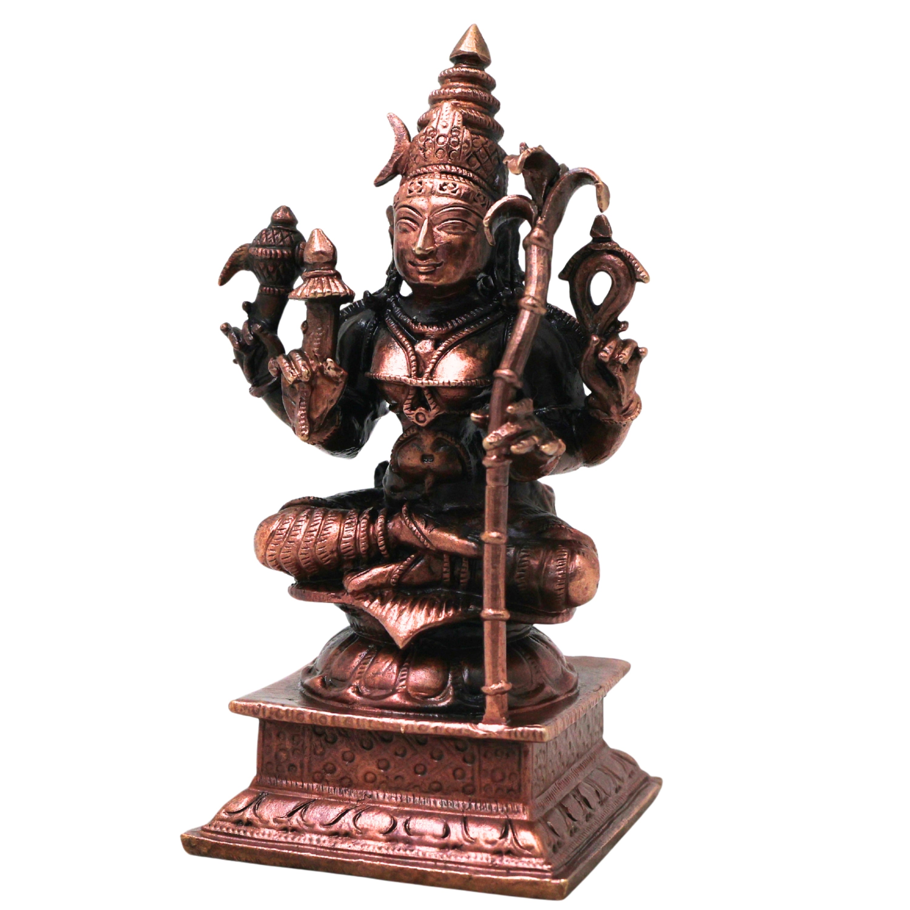 Copper Kamakshi Devi Idol, Handmade Tamra Kamakshi Taamra Devi Thamira Amman Tamba Kamakshi for Home Mandir, Navratri Pooja &amp; Spiritual Decor, Brown, 4 Inch, 1 Piece