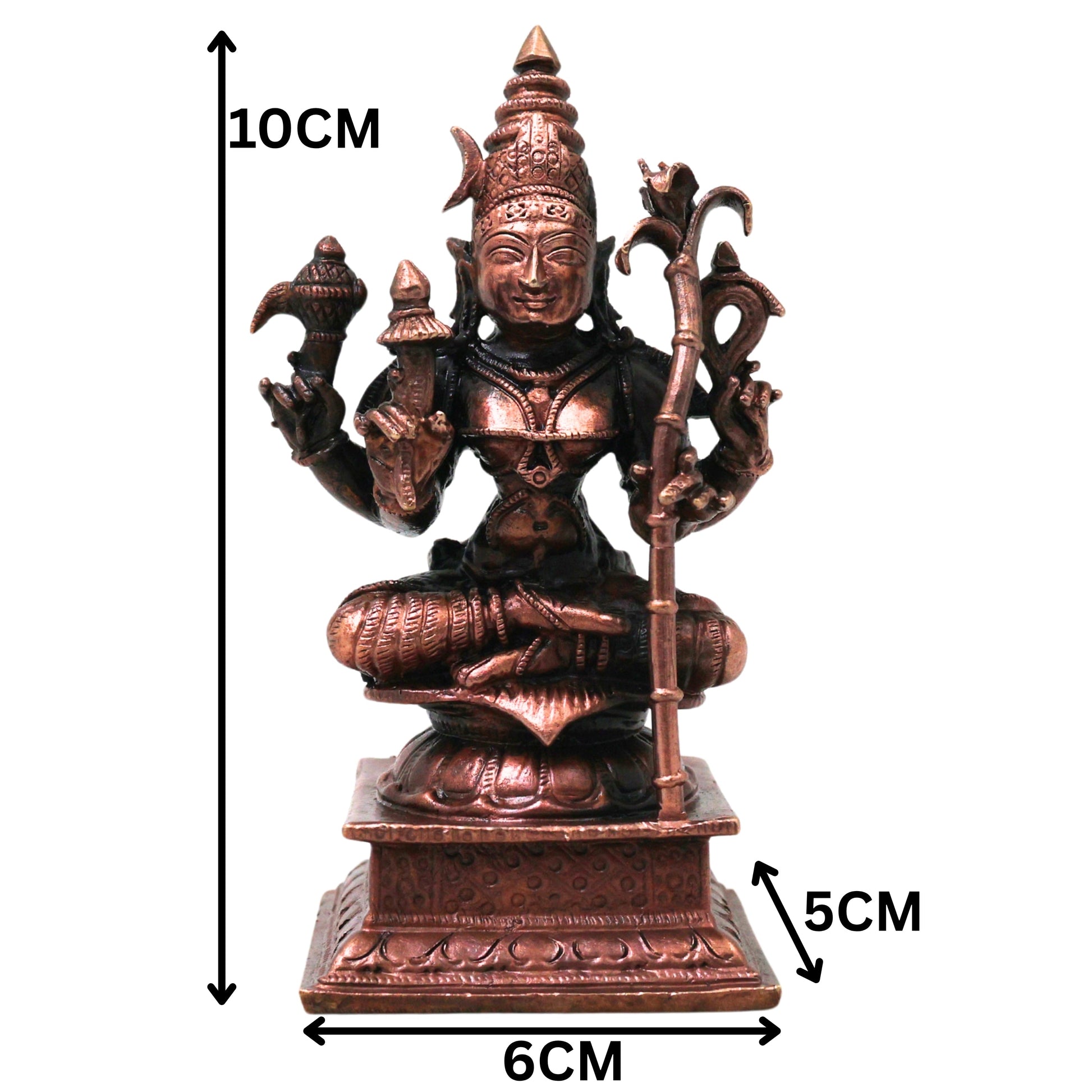 Copper Kamakshi Devi Idol, Handmade Tamra Kamakshi Taamra Devi Thamira Amman Tamba Kamakshi for Home Mandir, Navratri Pooja &amp; Spiritual Decor, Brown, 4 Inch, 1 Piece
