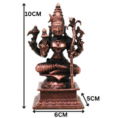 Copper Kamakshi Devi Idol, Handmade Tamra Kamakshi Taamra Devi Thamira Amman Tamba Kamakshi for Home Mandir, Navratri Pooja &amp; Spiritual Decor, Brown, 4 Inch, 1 Piece