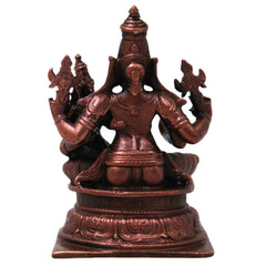 Copper Lakshmi Narayana Idol, Handcrafted Traditional Vishnu Lakshmi Murti for Pooja, Decor & Gifting, Brown, 4 Inch, 1 Piece