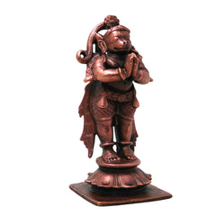 Copper Hanuman Idol Handmade Traditional Anjaneya Bajrangbali Murti for Pooja Home Decor Gifting, Brown, 3 Inch, 1 Piece